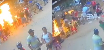 Vídeo flagra explosão em churrasqueira que deixou sete feridos em cidade do ES