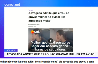 Mulher não cede lugar no avião: ‘Me arrependo muito’, diz advogada que gravou a cena