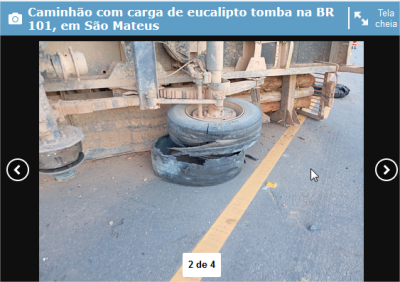 BR 101 tem interdição após caminhão tombar em São Mateus